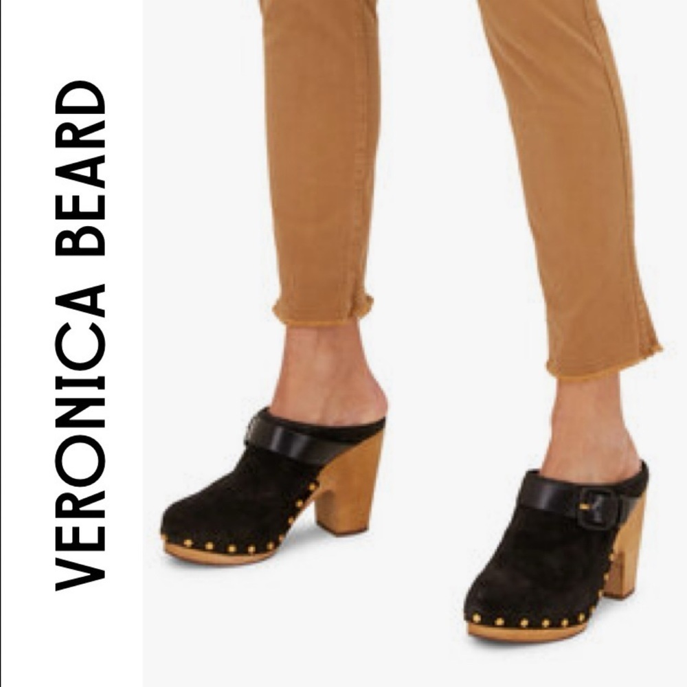 Veronica Beard Black and Tan Clogs